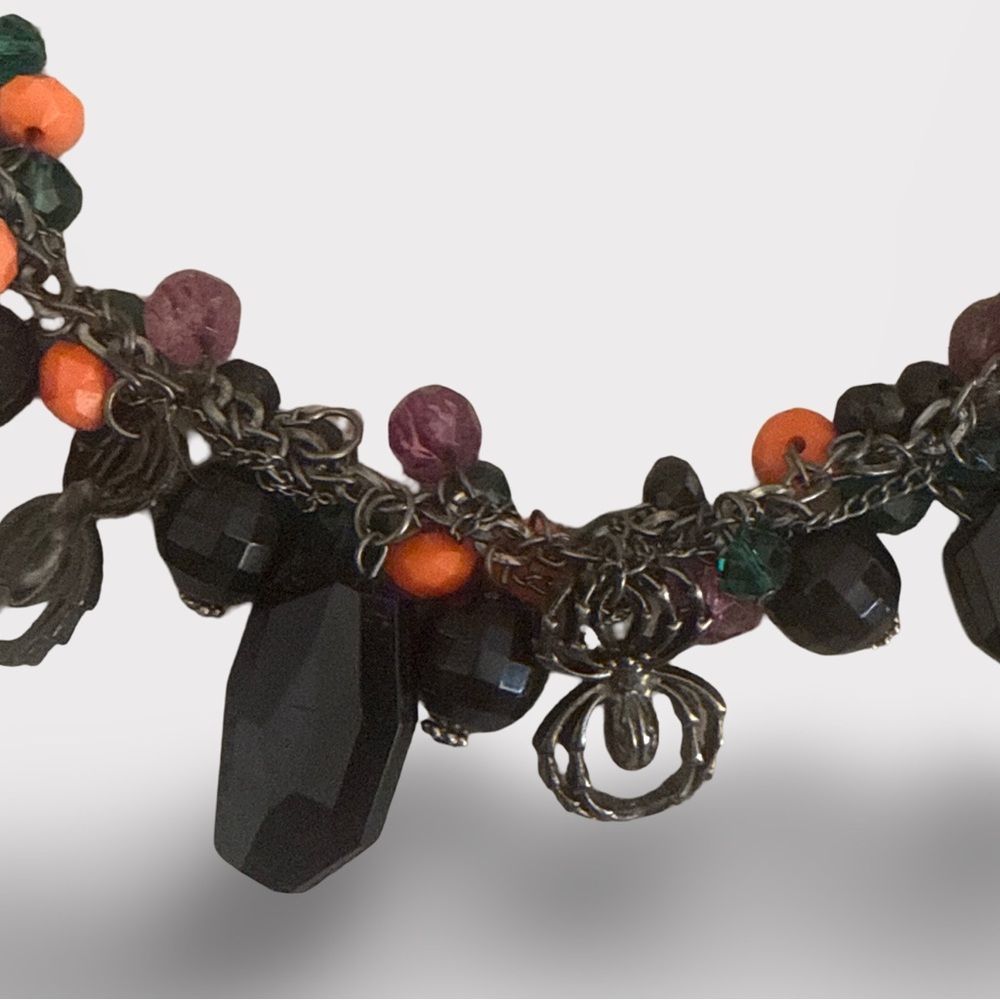 Vintage Halloween Spider Beaded Statement Necklace Pier 1 - Picture 3 of 4